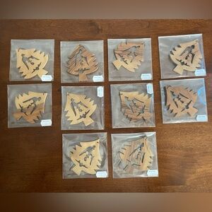 Holiday Ornaments With A Manger Cut Out Designed From Wood, Made In Israel. New